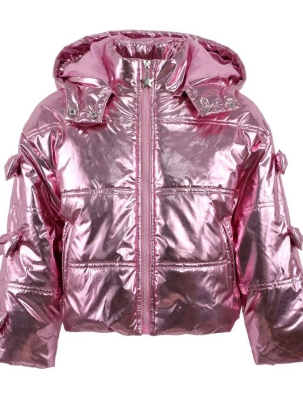 PINK HOLOGRAM BOWS PUFFER - 12